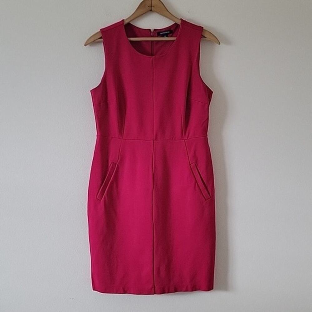 Lands' End Dark Pink Sleeveless Ponte Knit Midi Dress Size 10P Petite